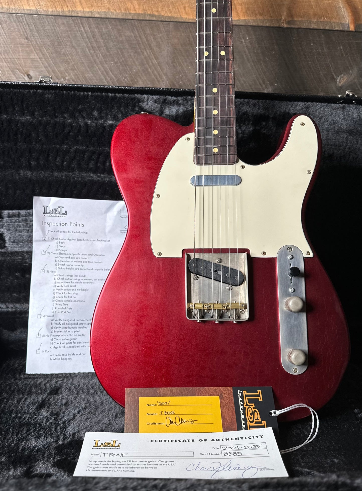 LSL Instruments Limited Chris Fleming Series 60's T-bone Light Age - (Fleming Style) Candy Apple Red GOJI 8383
