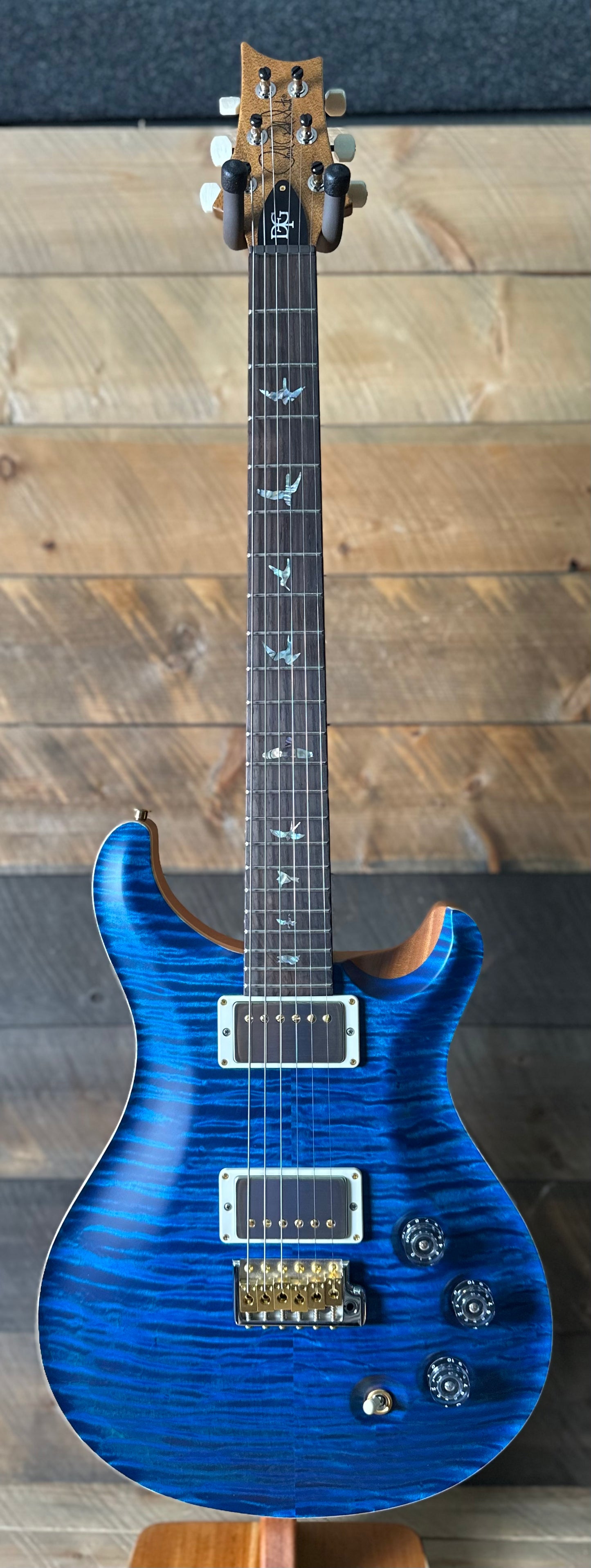 PRS DGT David Grissom Signature Wood Library Flame Maple 10 Top, Brazilian Rosewood FB - Aquamarine 410958