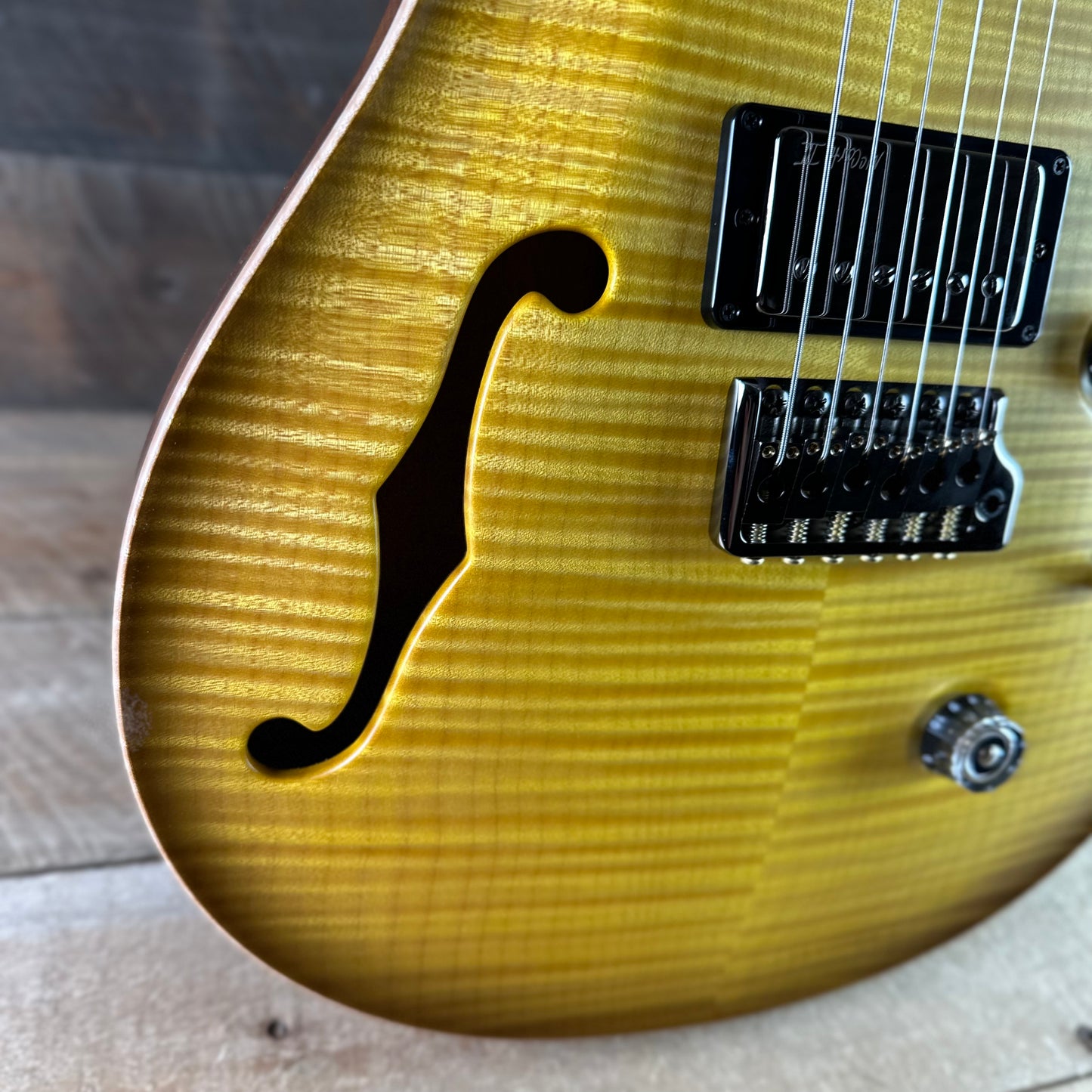 PRS Wood Library Custom 24 Fatback Semi-Hollow! - Satin Livingston Lemondrop 423669