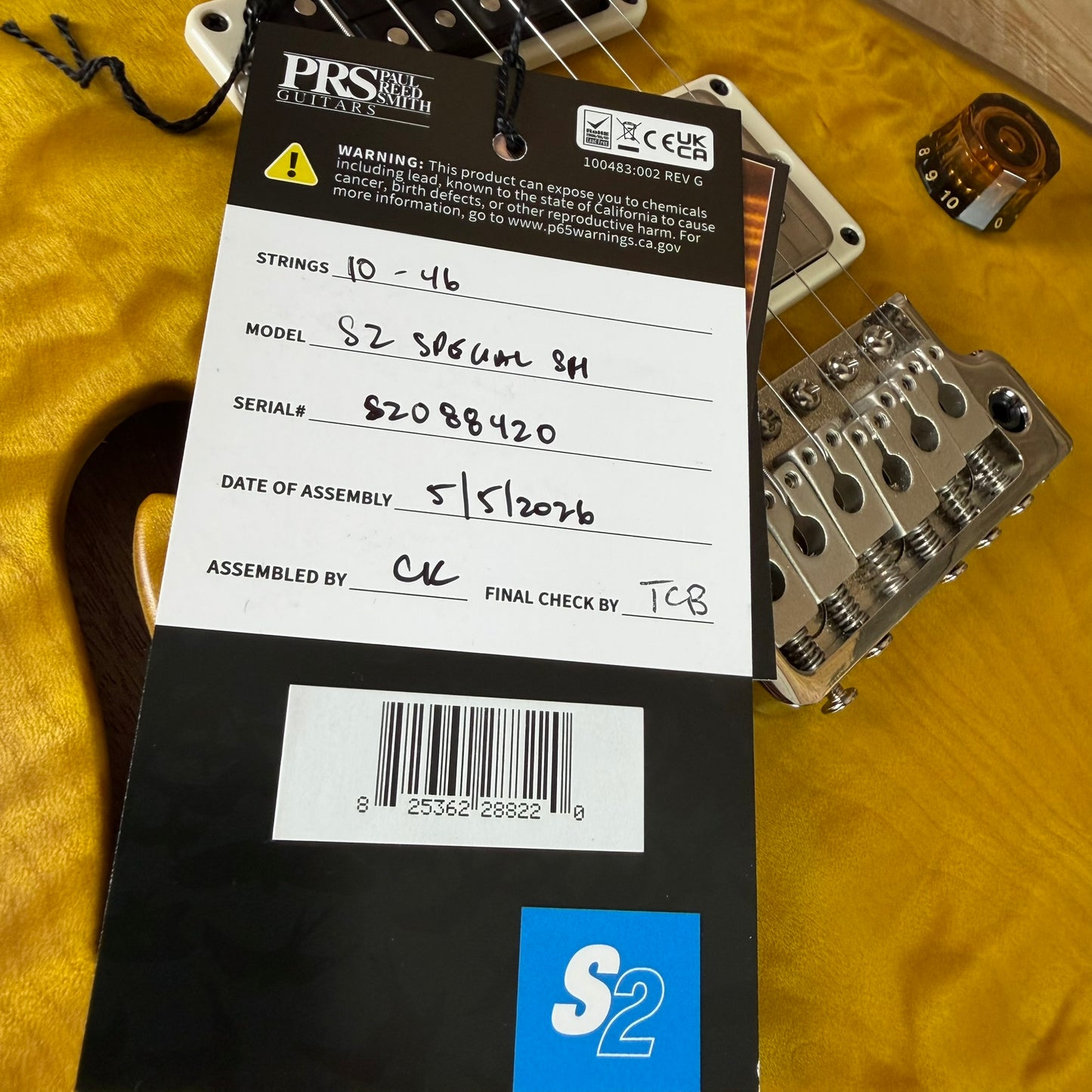 PRS S2 Wood Library Special Semi-Hollow Quilted Top Satin Livingston Lemondrop S2088420