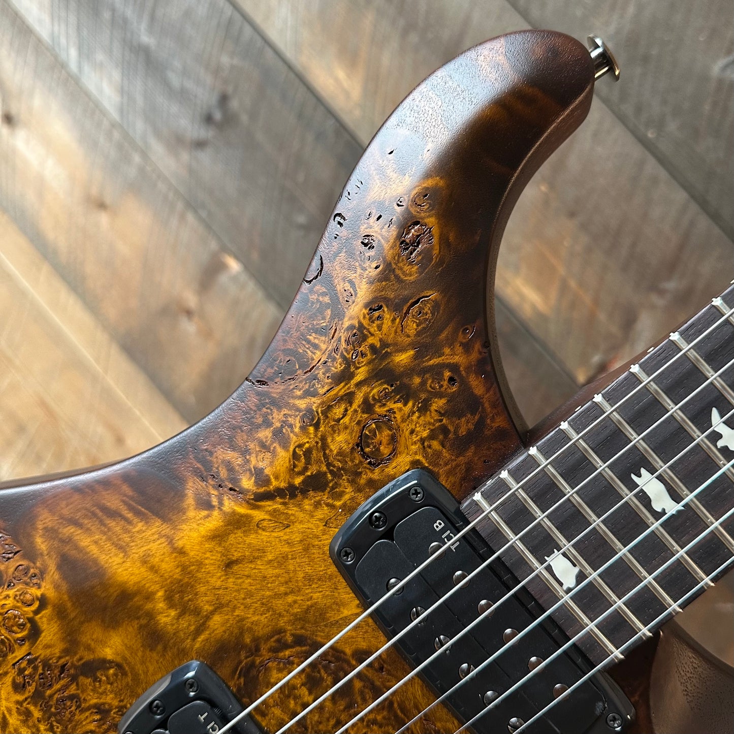 PRS Limited Edition Wood Library Select S2 Custom 24-08 Poplar Burl Top - Black Gold Burst  S2088926