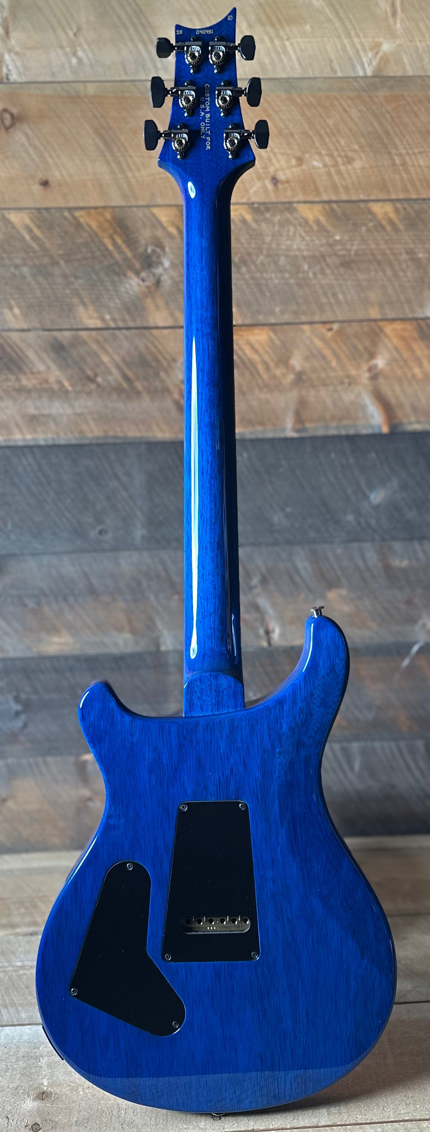 PRS Wood Library Custom 24, 10 Top Brazilian Rosewood Fretboard 58/15lt Korina Back - Bonnie Pink with Blue Wrap Micro Burst!! 411451n