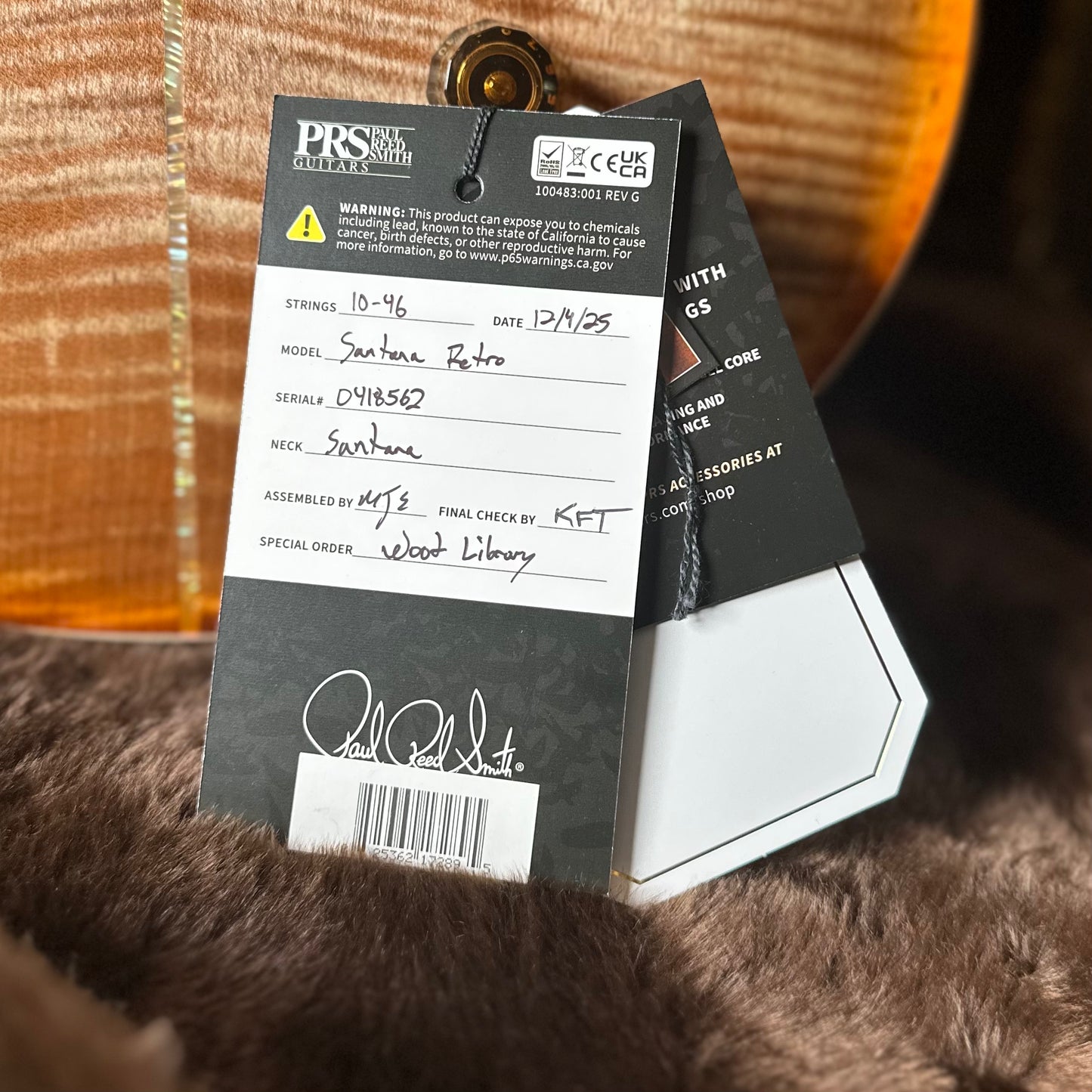 PRS Wood Library Santana Retro Korina Back & Neck, Ziricote FB!! - Autumn Sky 418562