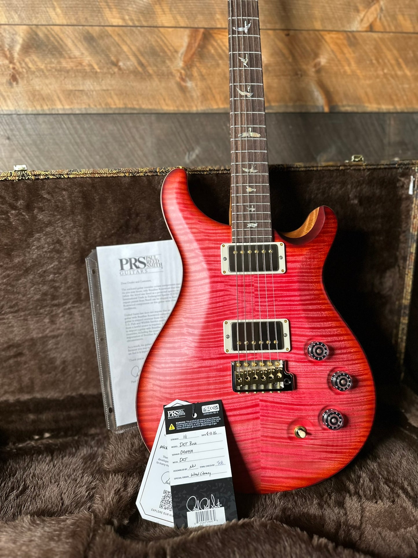 PRS DGT David Grissom Signature Wood Library Flame Maple 10 Top, Brazilian Rosewood FB - RARE! Bonnie Pink Cherry Burst 410959
