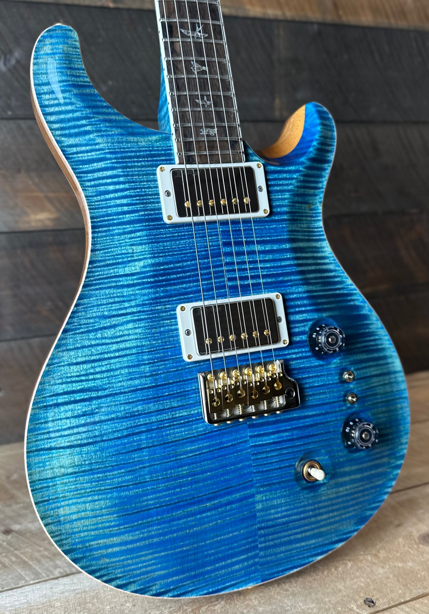 PRS Wood Library McCarty Tremolo w/ Dual Mini Toggles Flame Maple 10-top Ziricote FB - Arctic Blue Stained Neck 427978