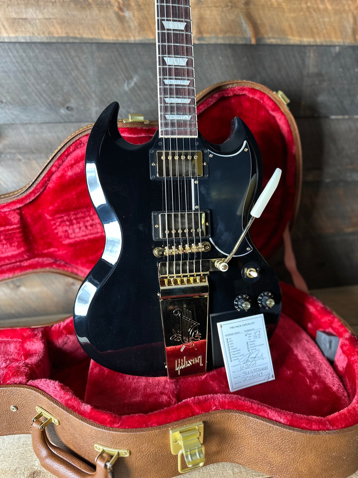Gibson SG Standard '61 Maestro Vibrola *Extremely Limited!!* - Ebony W/Gold Hardware, T-Type Pickups, Witch Hat Knobs 227350063