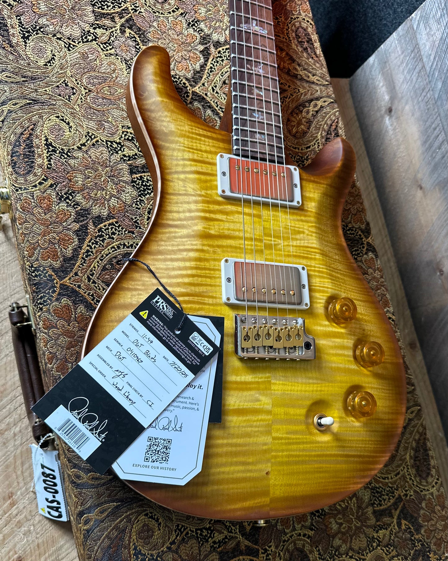 PRS DGT David Grissom Signature Wood Library Flame Maple 10 Top, Brazilian Rosewood FB - Livingston Lemondrop 410967