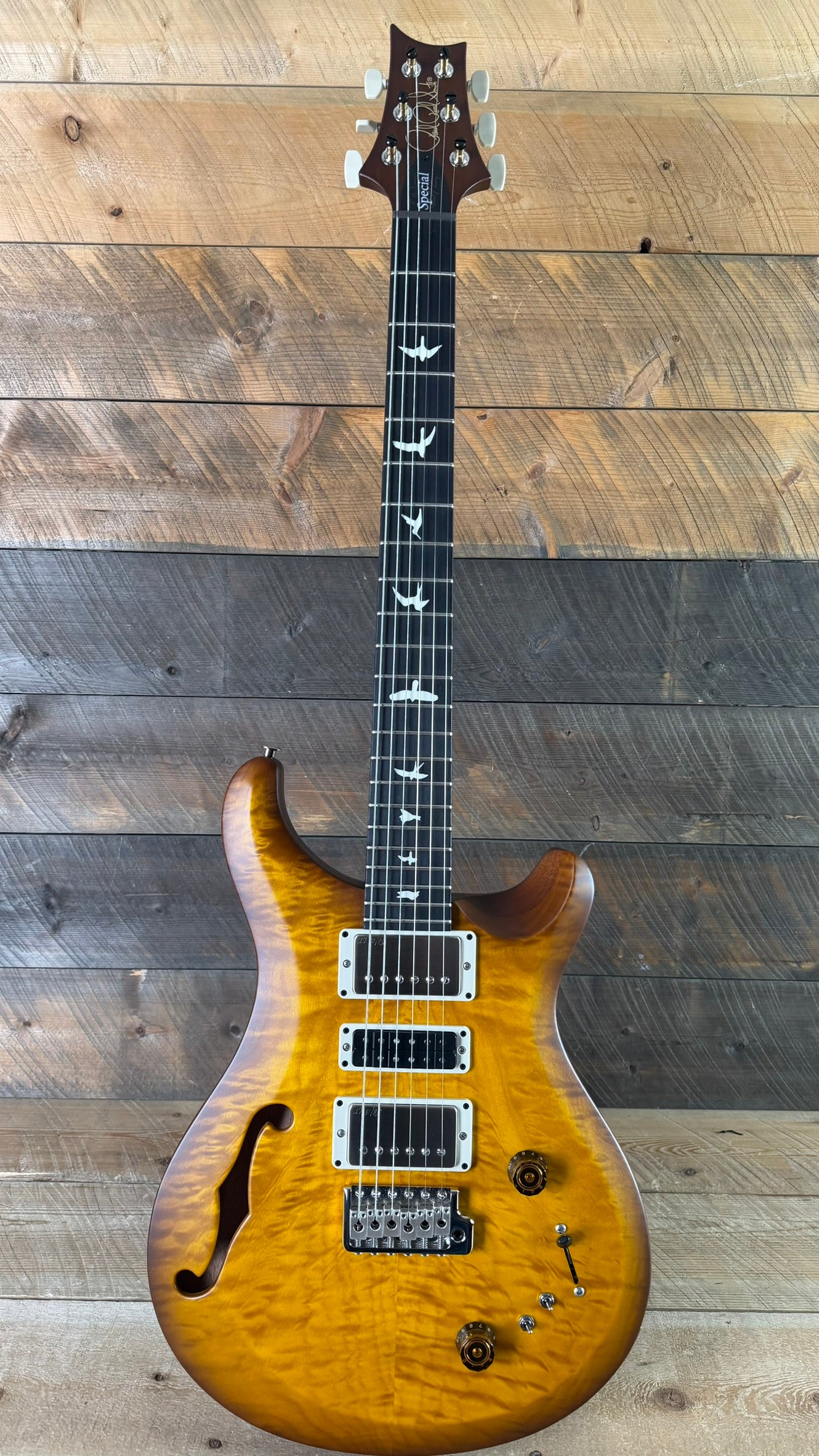 PRS S2 Wood Library Special Semi-Hollow Quilted Top - Satin Honey Gold Burst S2088394