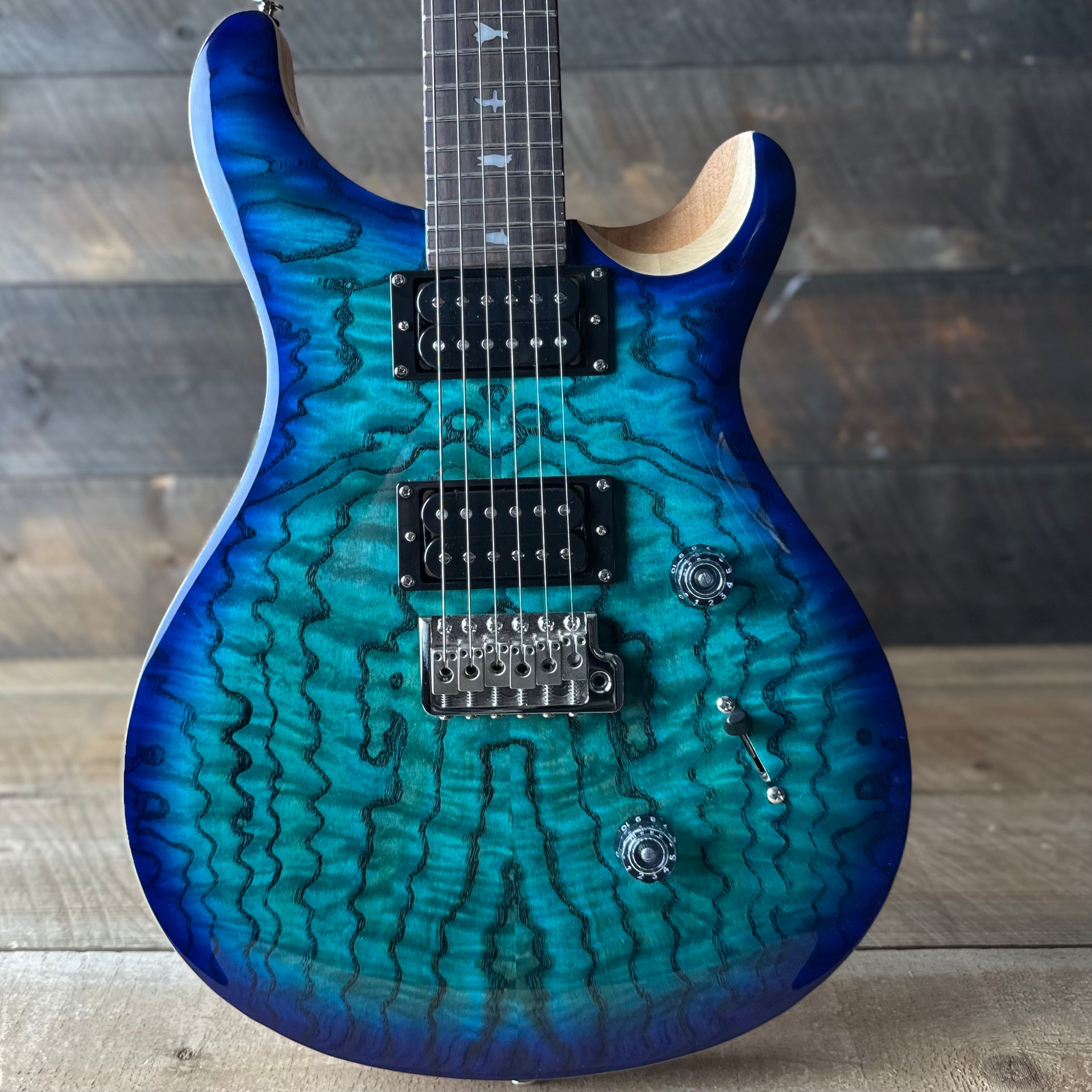 PRS SE Custom 24 Burled Ash Limited Edition - Lake Blue 116666