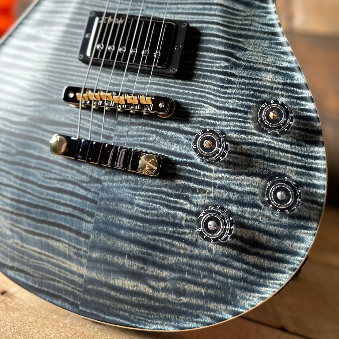 PRS Wood Library McCarty 594 Flamed Maple 10 Top, Swamp Ash Back, Stained Flamed Maple Neck, Bound Ebony FB - Satin Faded Whale Blue W/Dark Stained Back 418879