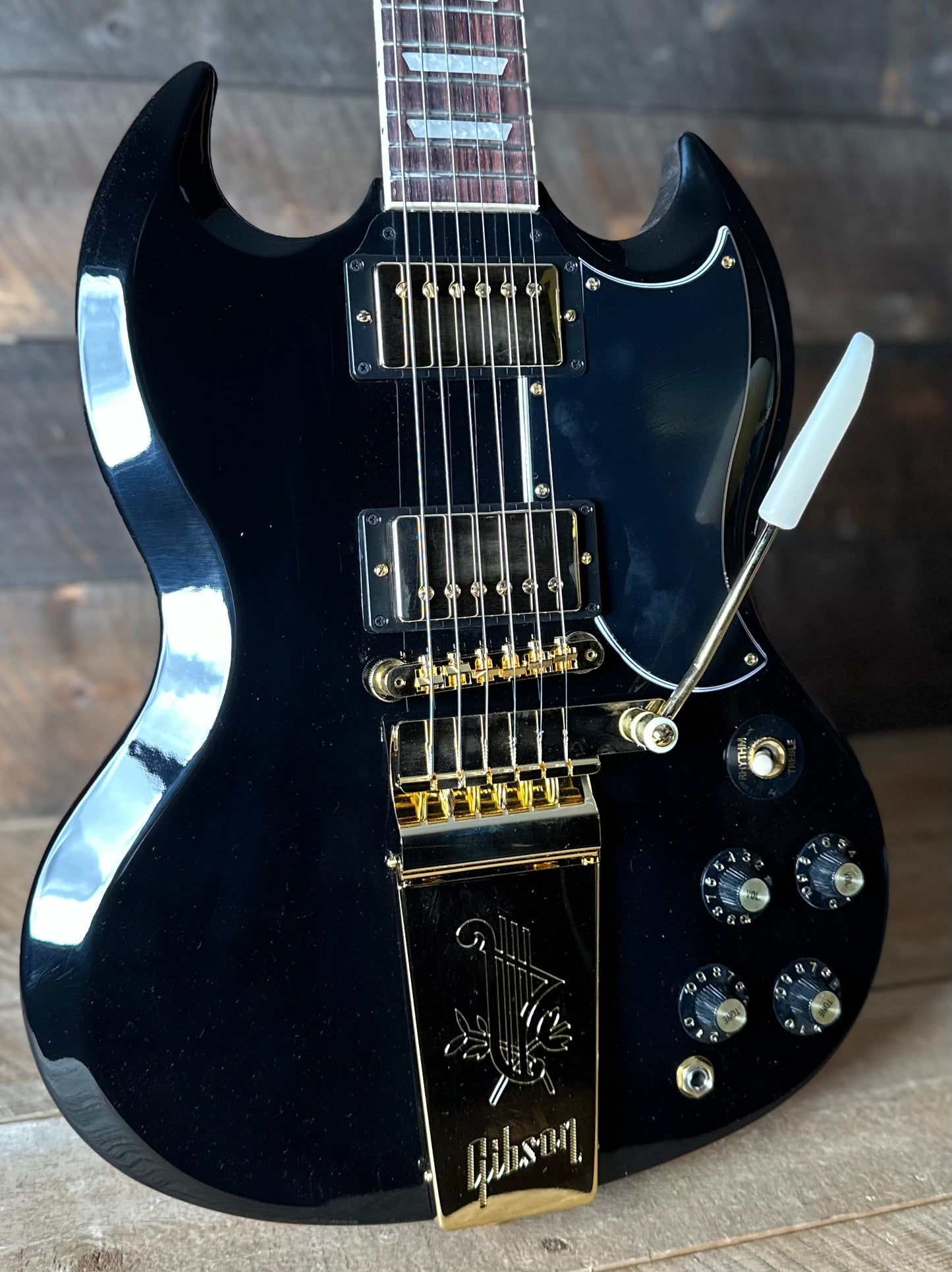 Gibson SG Standard '61 Maestro Vibrola *Extremely Limited!!* - Ebony W/Gold Hardware, T-Type Pickups, Witch Hat Knobs 227350063