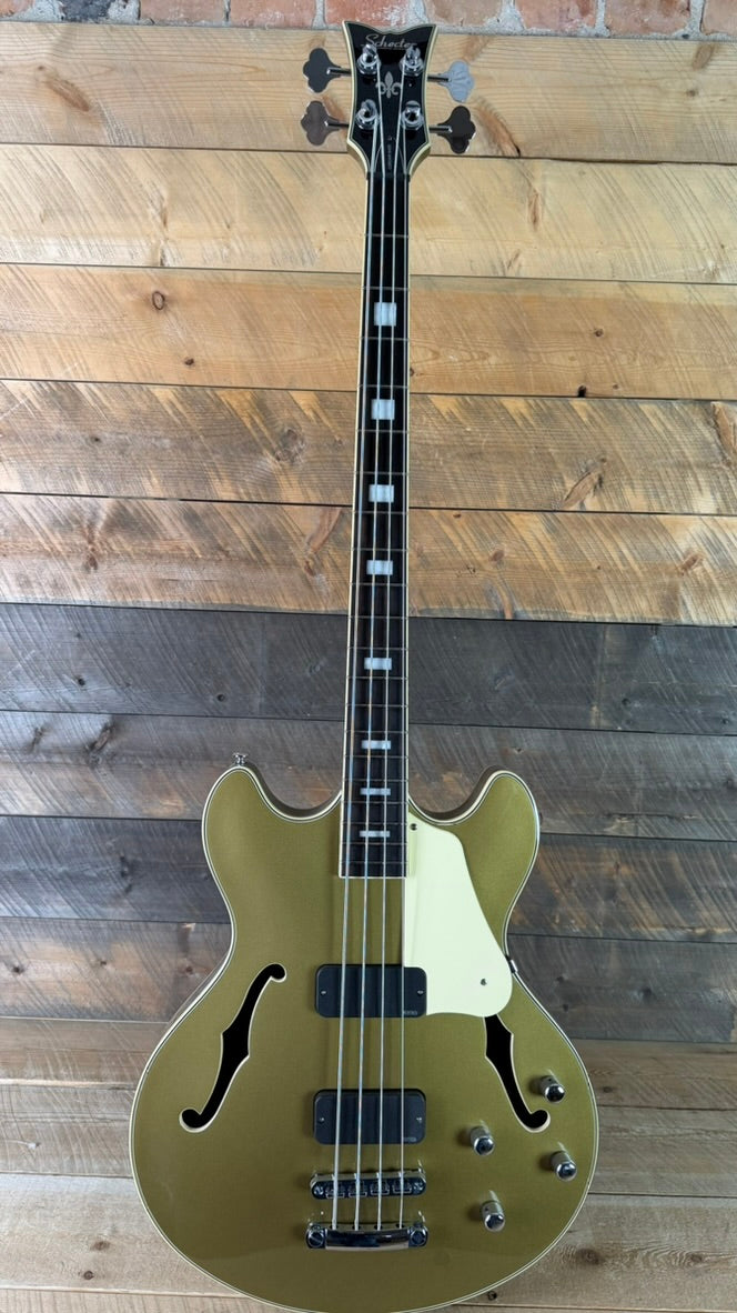 Used Schecter Corsair Bass Metallic Gold Excellent Condition