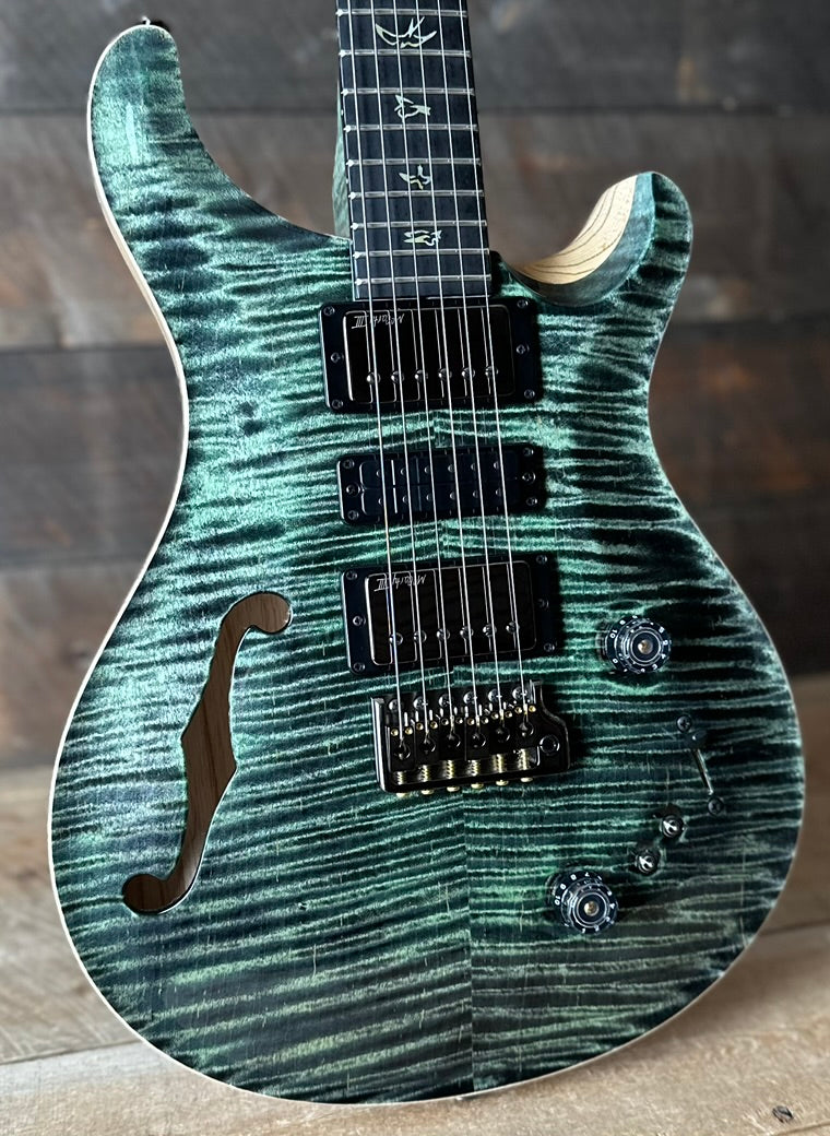 PRS Wood Library Special Semi-Hollow Artist Grade Top - Teal Black With Natural Back