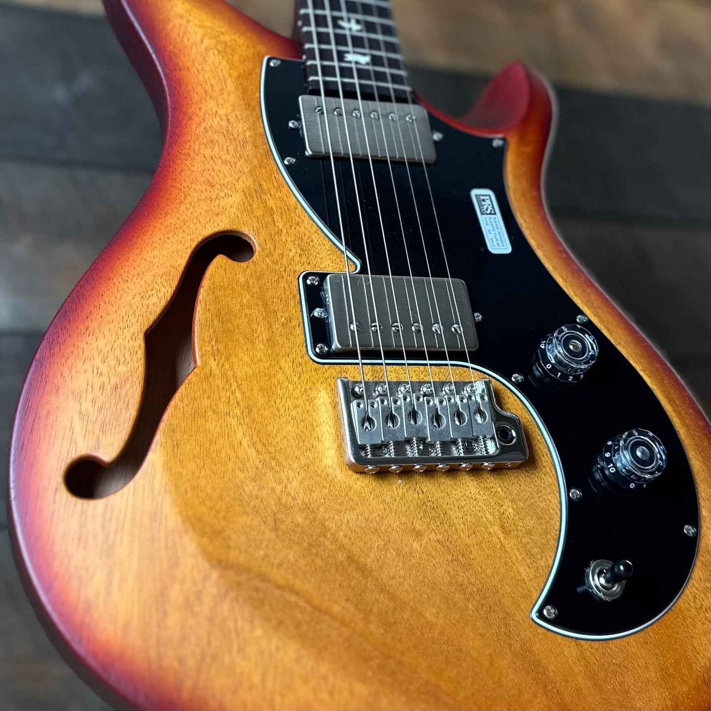 PRS S2 Vela Semi-Hollow HHT Quimper Edition – Dark Cherry Sunburst Satin Nitro USA Electric Guitar S2088946