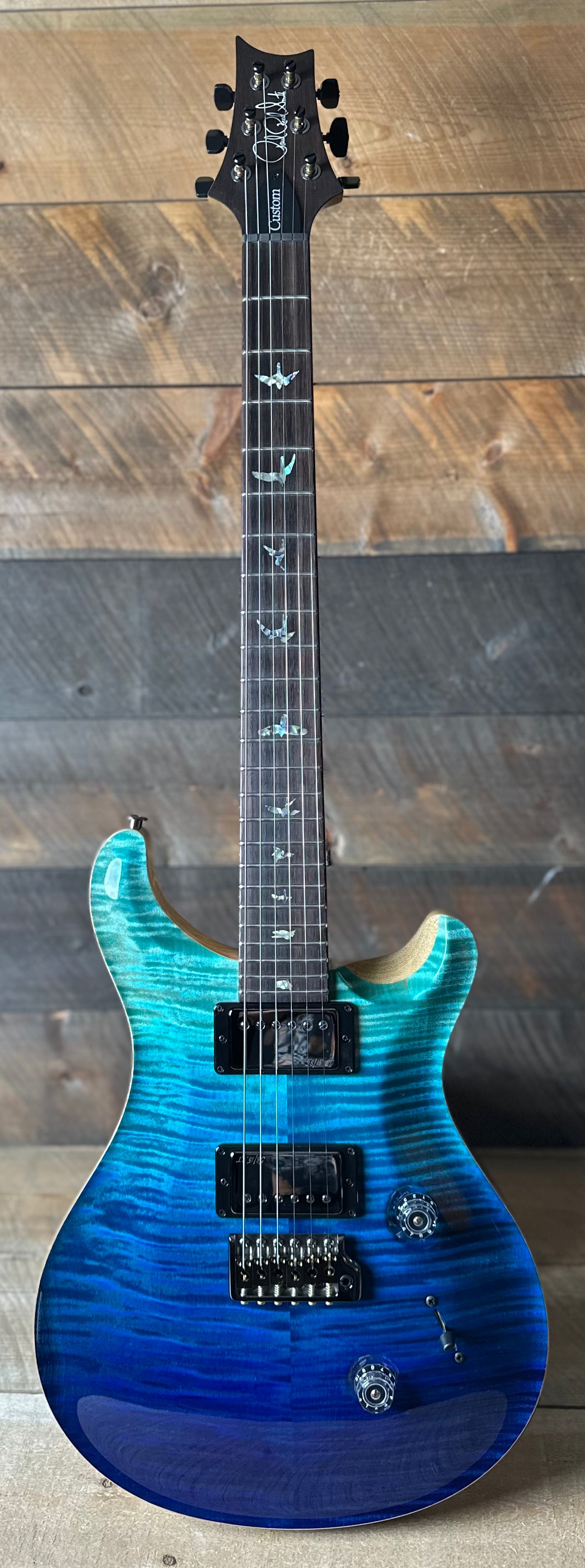 PRS Wood Library Custom 24 Flame Top  Brazilian Rosewood Fretboard!  - Blue Fade 411443
