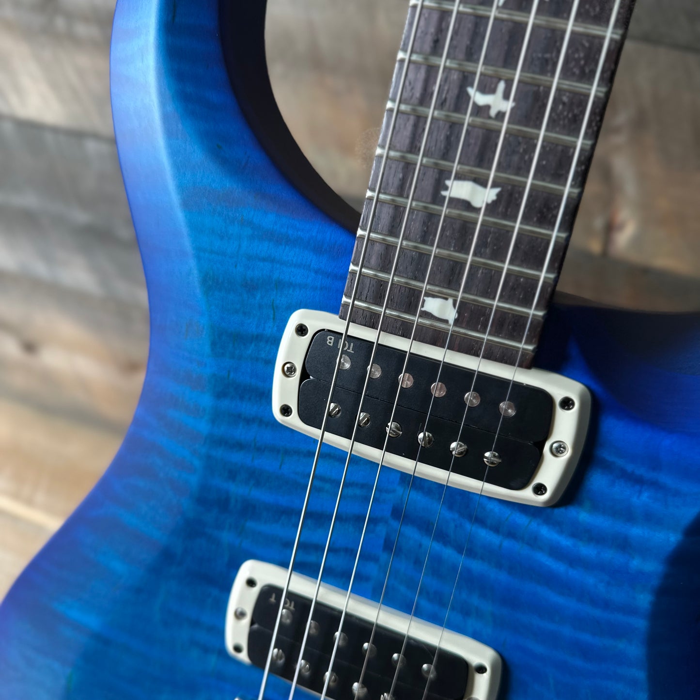 PRS S2 Wood Library Custom 24-08 QS Exclusive Satin Run! - Lake Blue S2085528