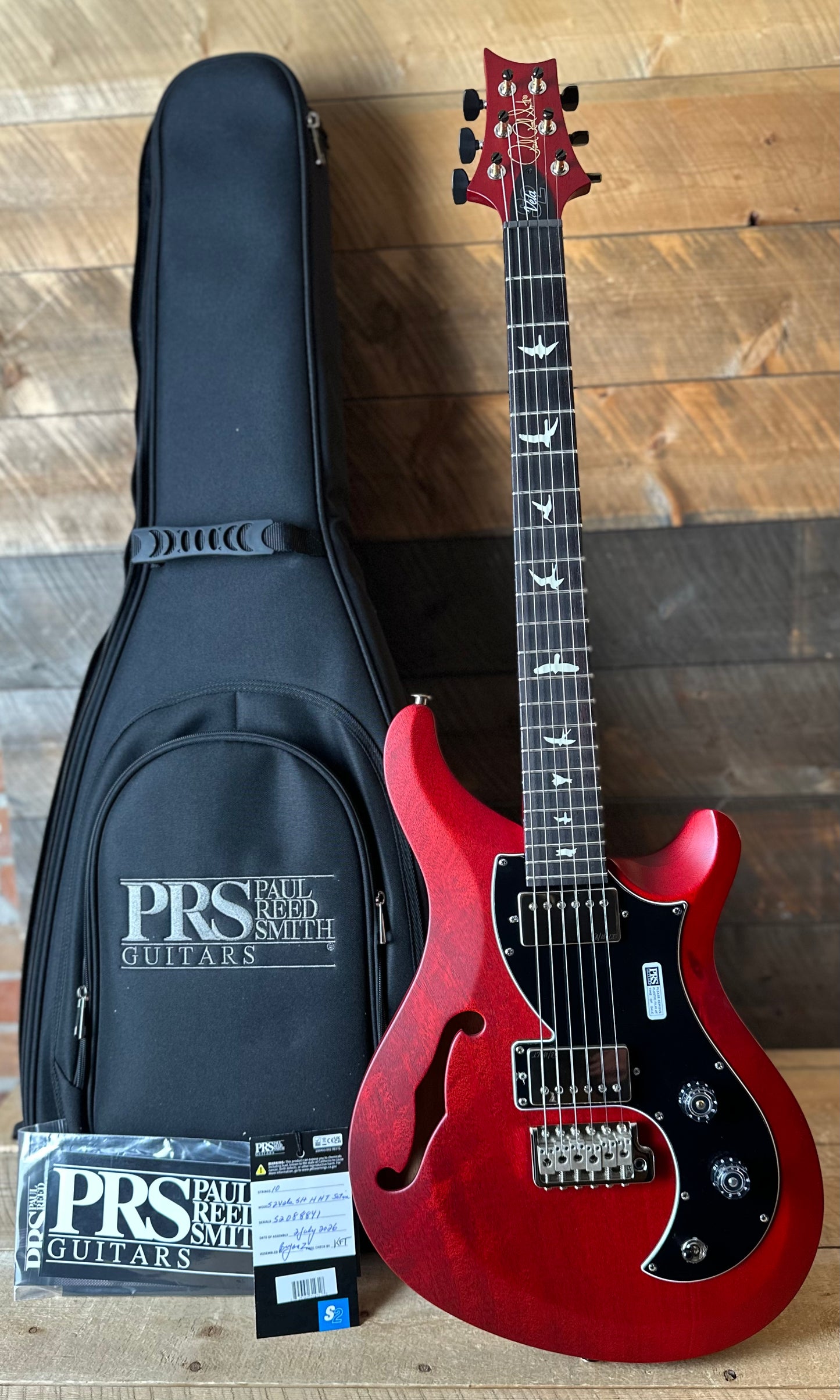 PRS S2 Vela Semi-Hollow HHT Quimper Edition – Vintage Cherry Satin Nitro USA Electric Guitar S2088841