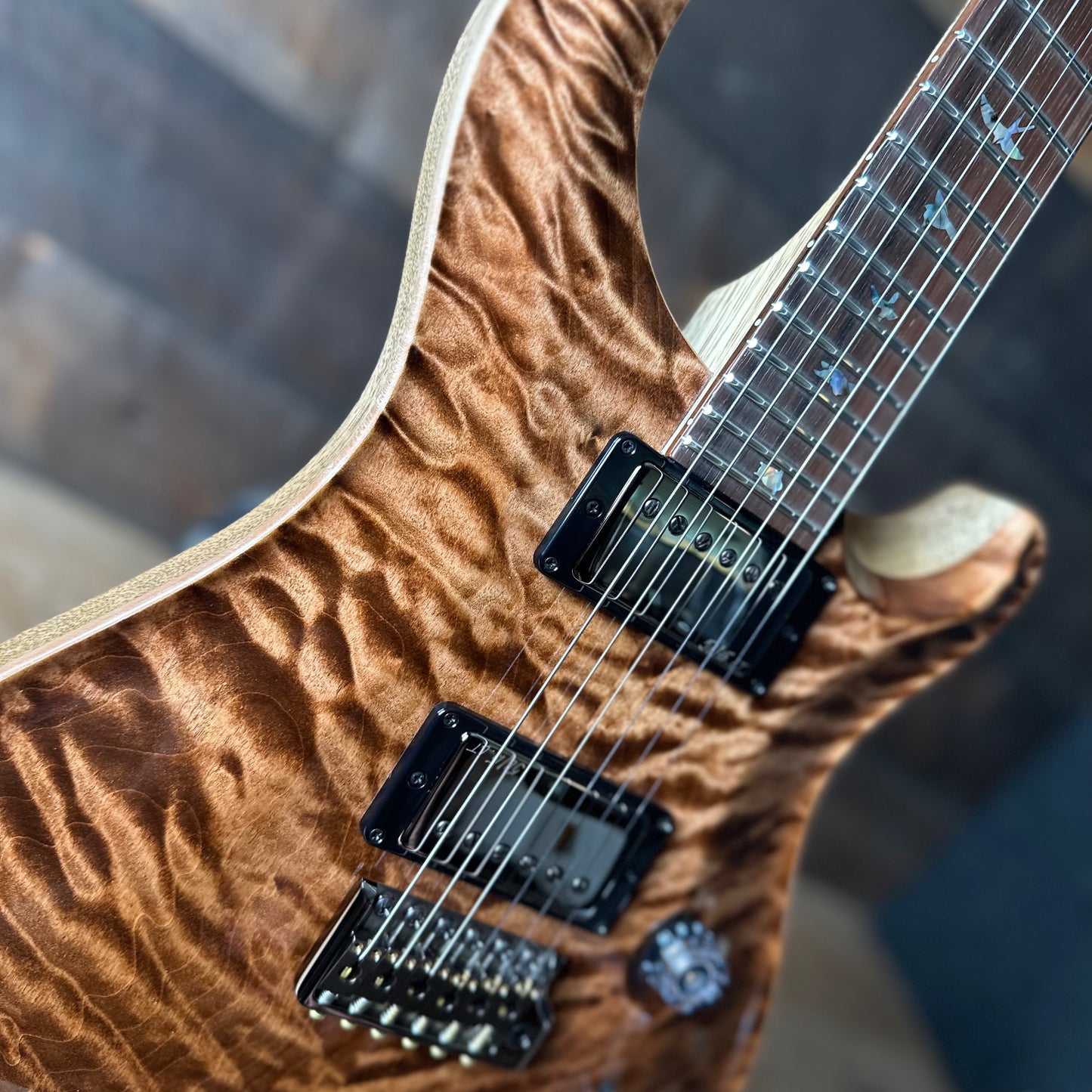 PRS Wood Library Custom 24 Quilt Top Brazilian Rosewood Fretboard! - Copperhead 411449