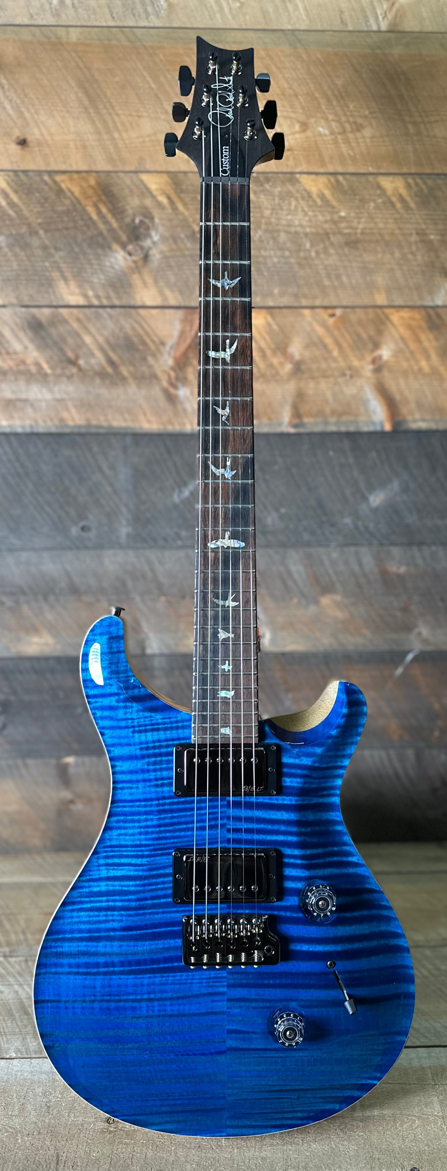 PRS Wood Library Custom 24 Flame Top  Brazilian Rosewood Fretboard!  - Aquamarine 411452