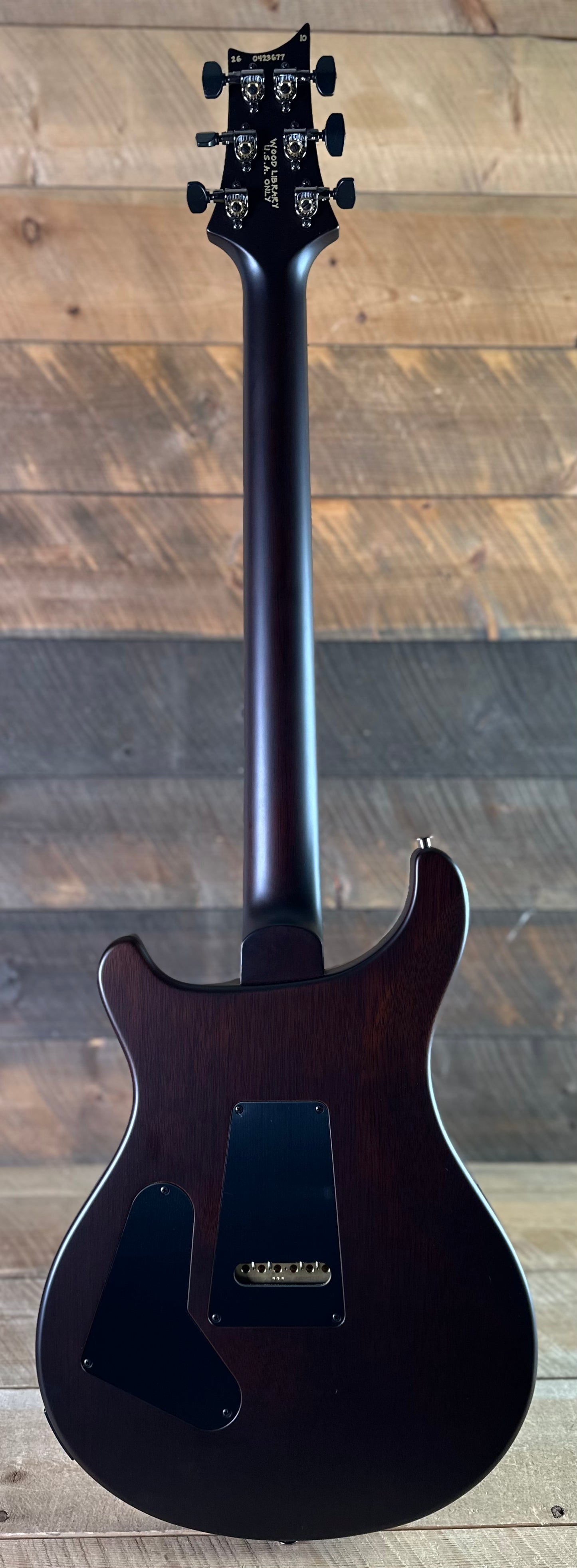 PRS Wood Library Custom 24 Amazing Quilted 10 top!!, Korina Body/Neck, Brazilian Rosewood FB - Satin Black Gold Burst 423677