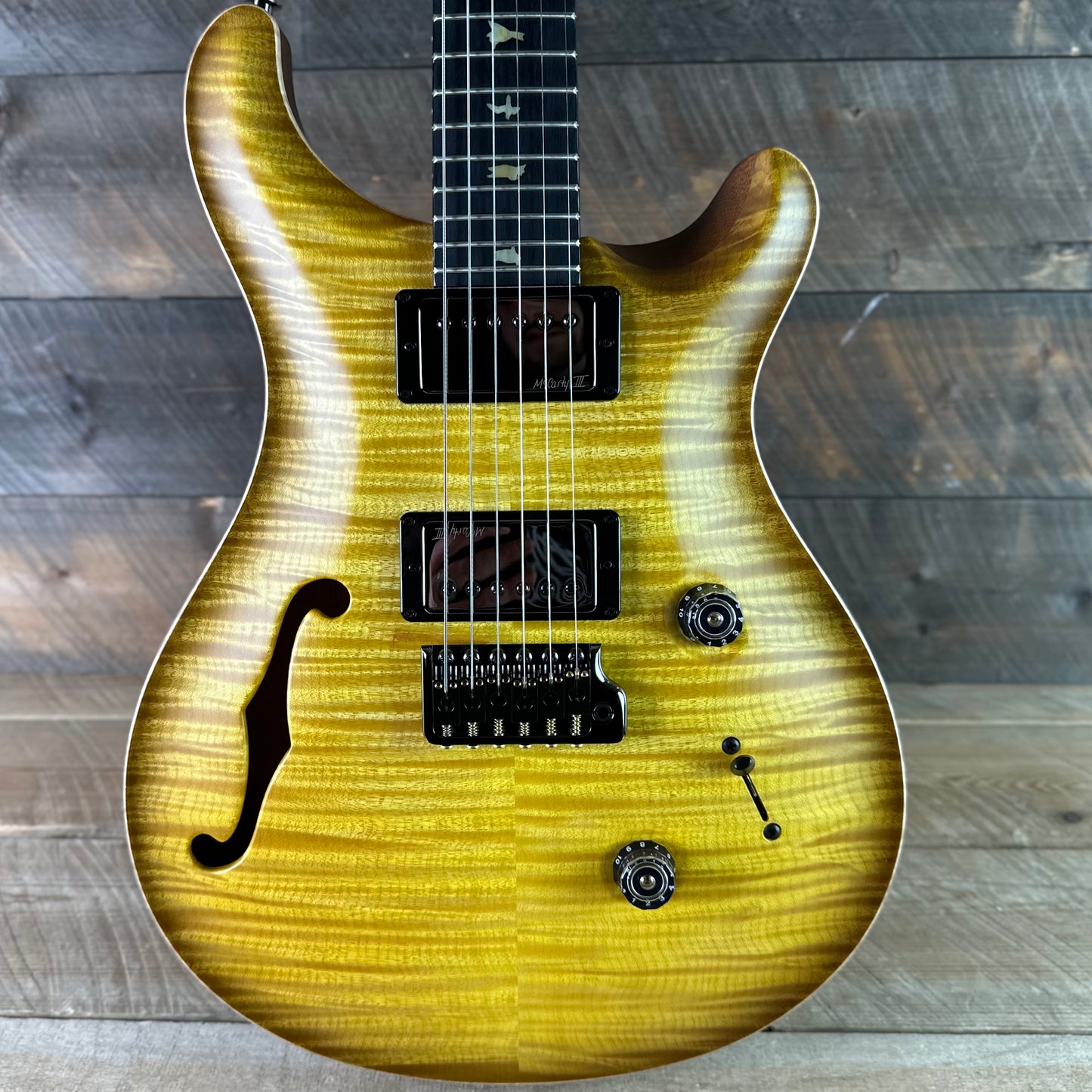 PRS Wood Library Custom 24 Fatback Semi-Hollow! - Satin Livingston Lemondrop 423668
