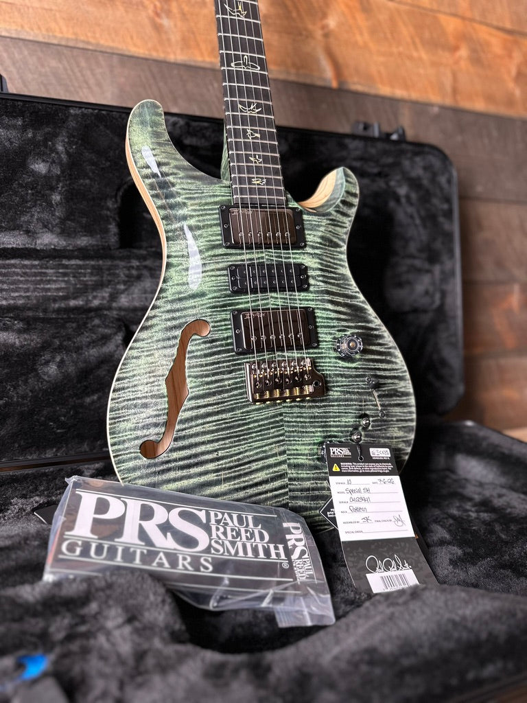 PRS Wood Library Special Semi-Hollow Artist Grade Top - Teal Black With Natural Back