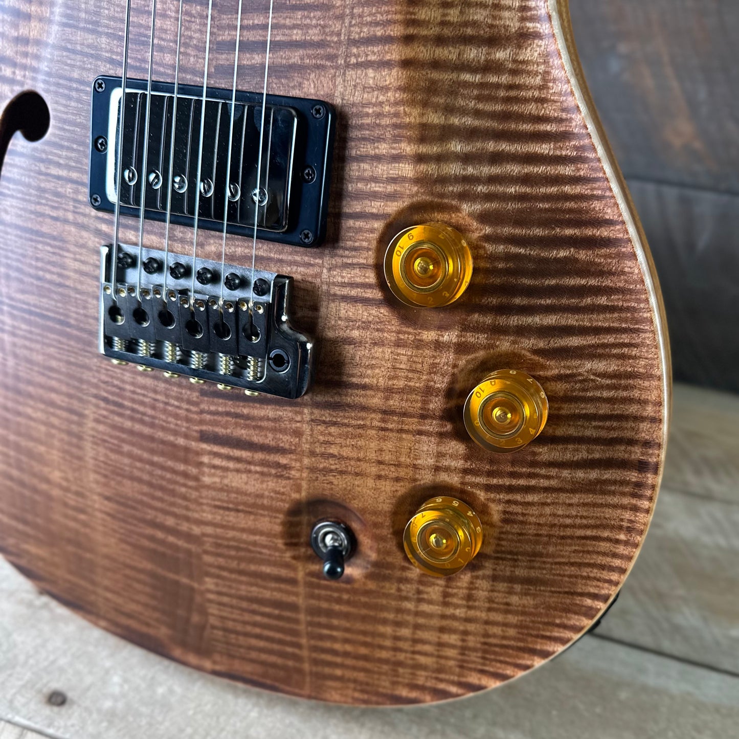 PRS Wood Library DGT Semi-Hollow David Grissom Signature Rosewood Neck! Flamed Maple 10-Top Smoked Black Hardware - Copperhead 418148