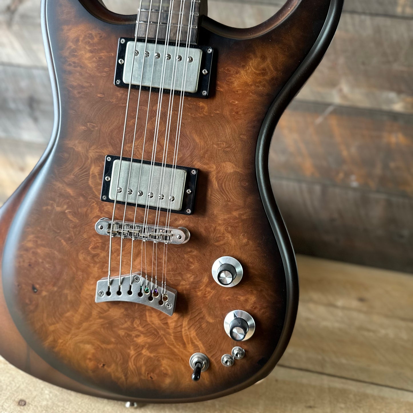 Dunable USA Custom Shop Gnarwhal 9 String Redwood Burl Top - Amber Burst 26074