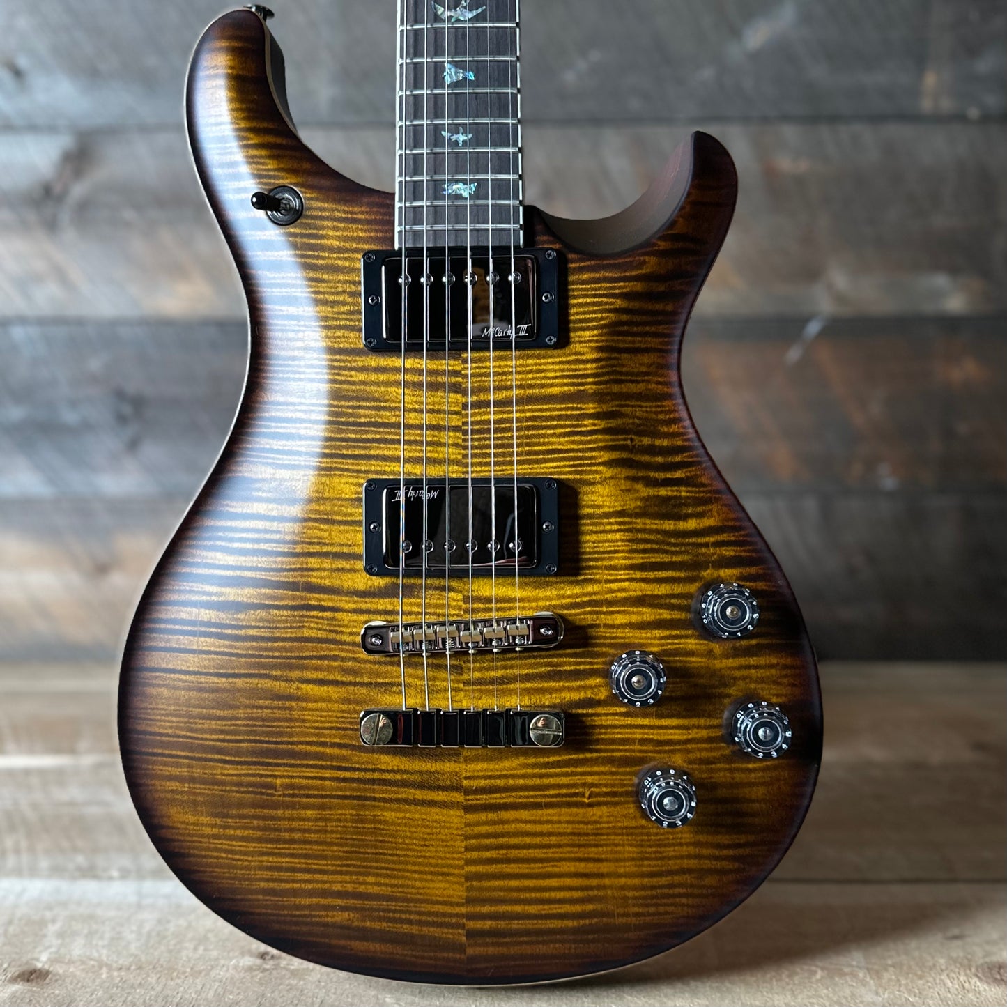 PRS Wood Library McCarty 594 Flamed Maple 10 Top, Swamp Ash Back, Stained Maple Neck, Bound Ebony FB - Satin Black Gold Burst 418877