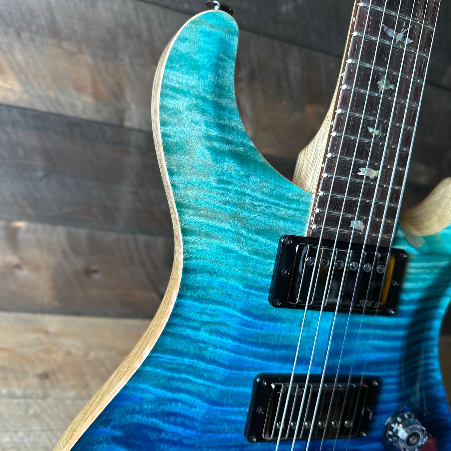 PRS Wood Library Custom 24 Flame Top  Brazilian Rosewood Fretboard!  - Blue Fade 411443