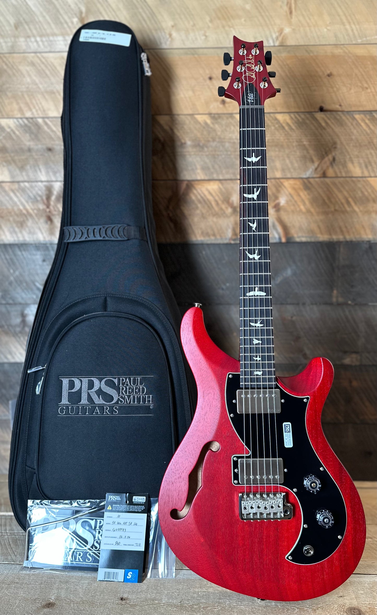PRS S2 Vela Semi-Hollow HHT Quimper Edition – Vintage Cherry Satin Nitro USA Electric Guitar S2088983