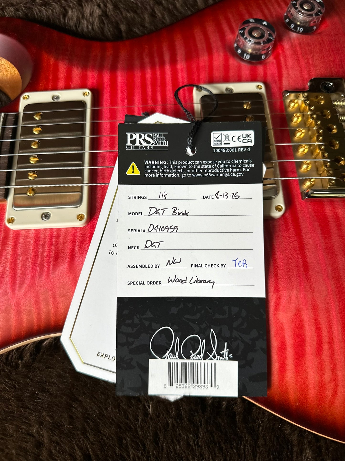 PRS DGT David Grissom Signature Wood Library Flame Maple 10 Top, Brazilian Rosewood FB - RARE! Bonnie Pink Cherry Burst 410959