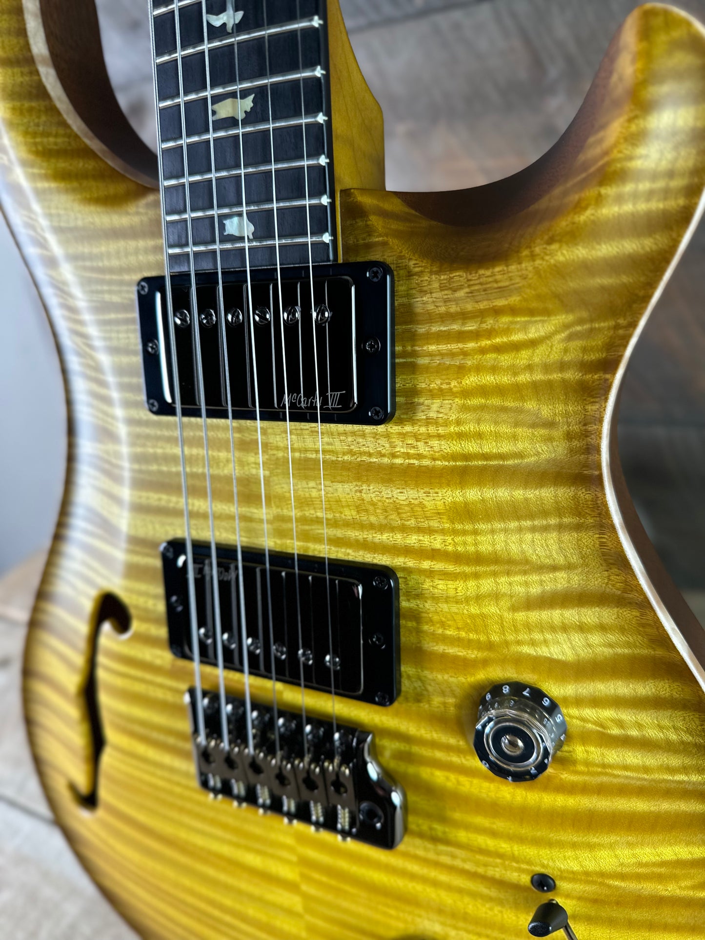 PRS Wood Library Custom 24 Fatback Semi-Hollow! - Satin Livingston Lemondrop 423668