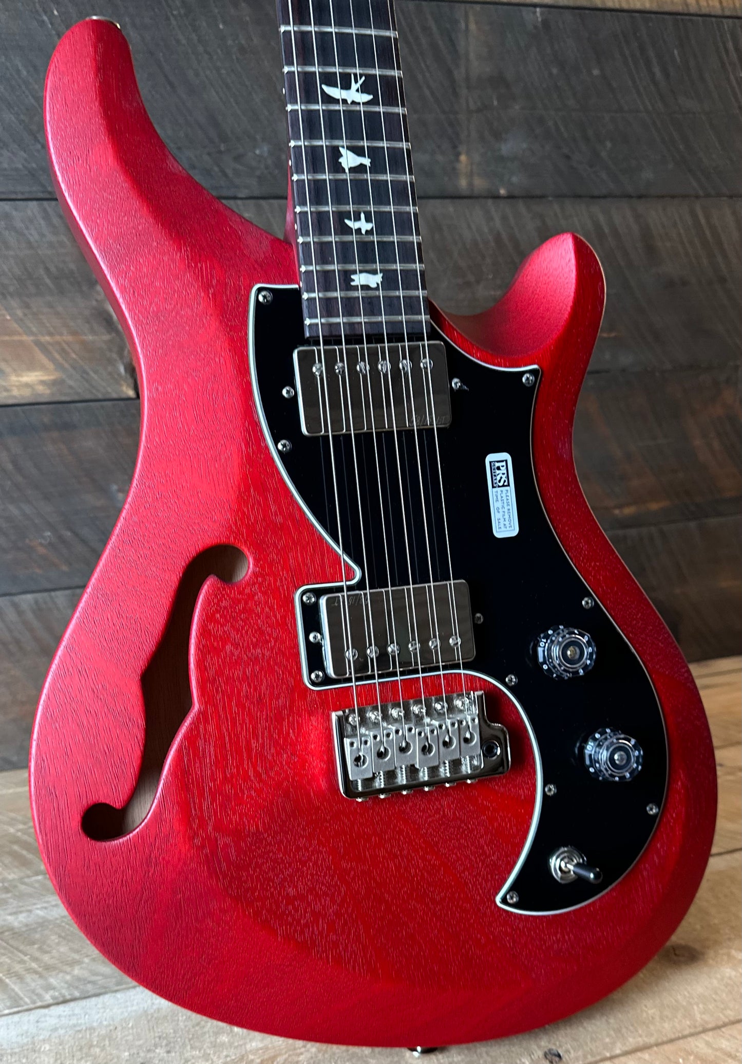 PRS S2 Vela Semi-Hollow HHT Quimper Edition – Vintage Cherry Satin Nitro USA Electric Guitar S2089009