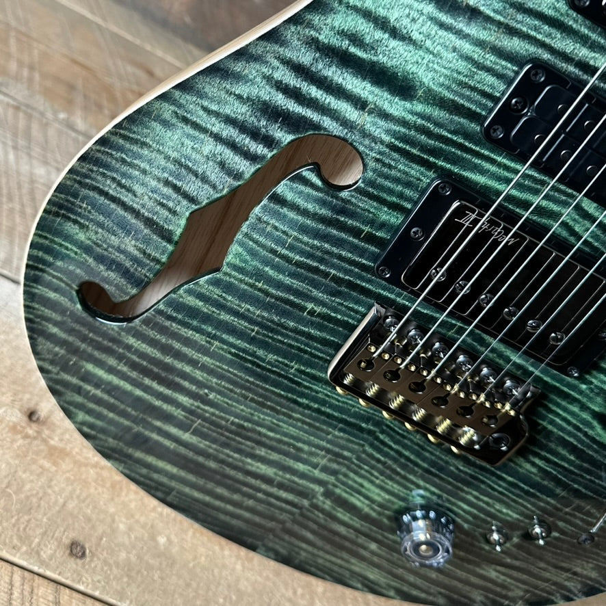 PRS Wood Library Special Semi-Hollow Artist Grade Top - Teal Black With Natural Back