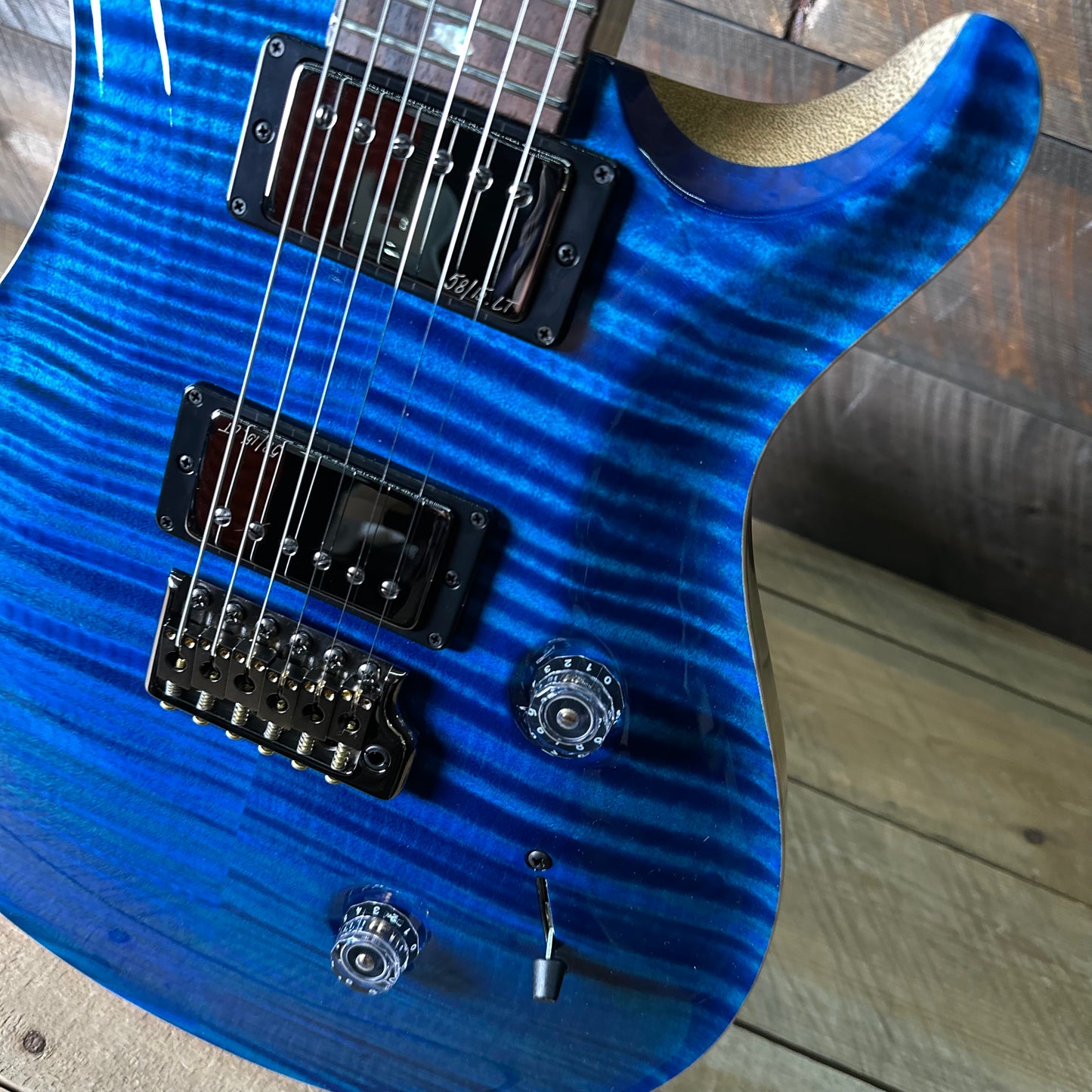 PRS Wood Library Custom 24 Flame Top  Brazilian Rosewood Fretboard!  - Aquamarine 411452