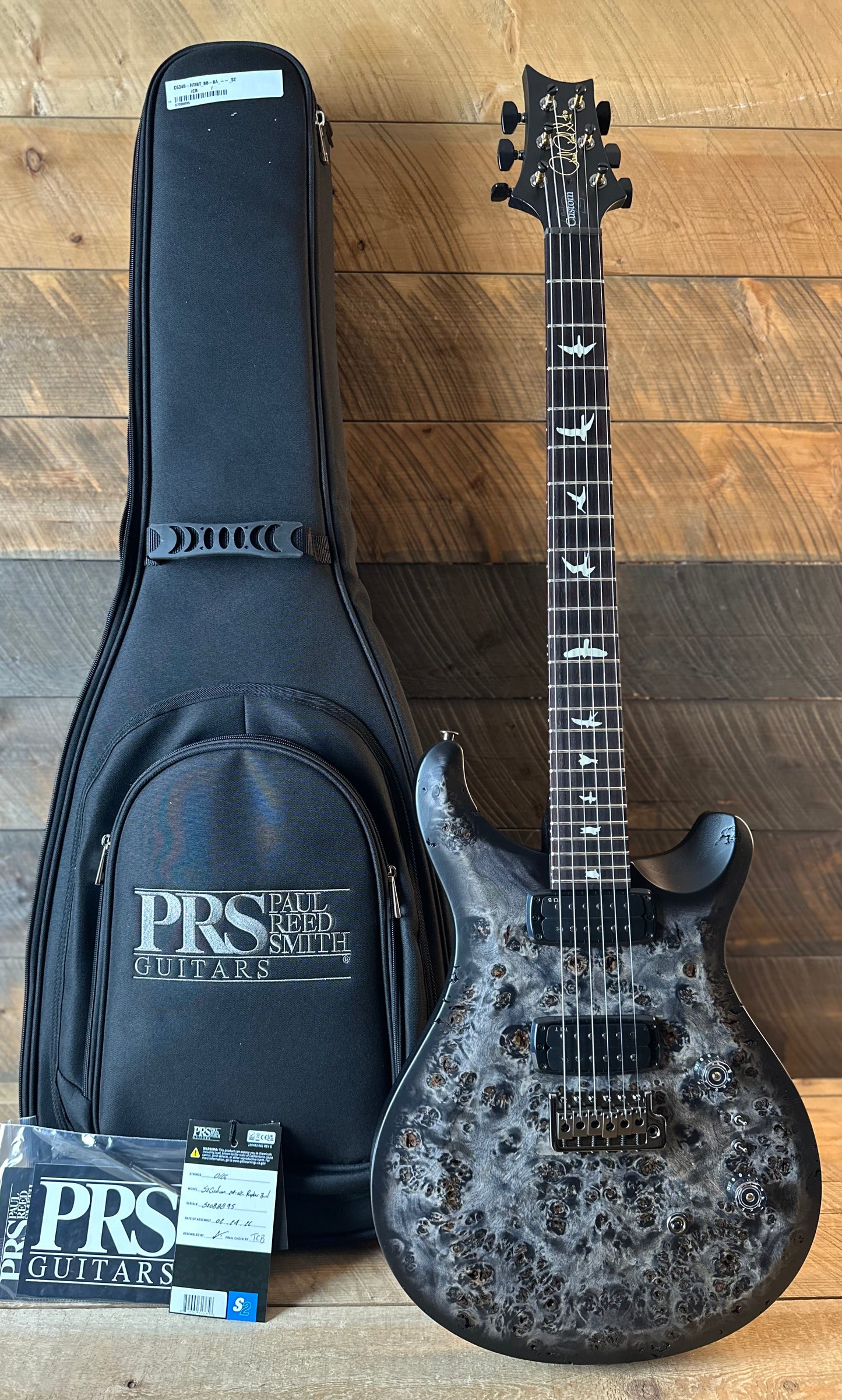 PRS Limited Wood Library Select S2 Custom 24-08 Poplar Burl Top - Charcoal Burst S2088895