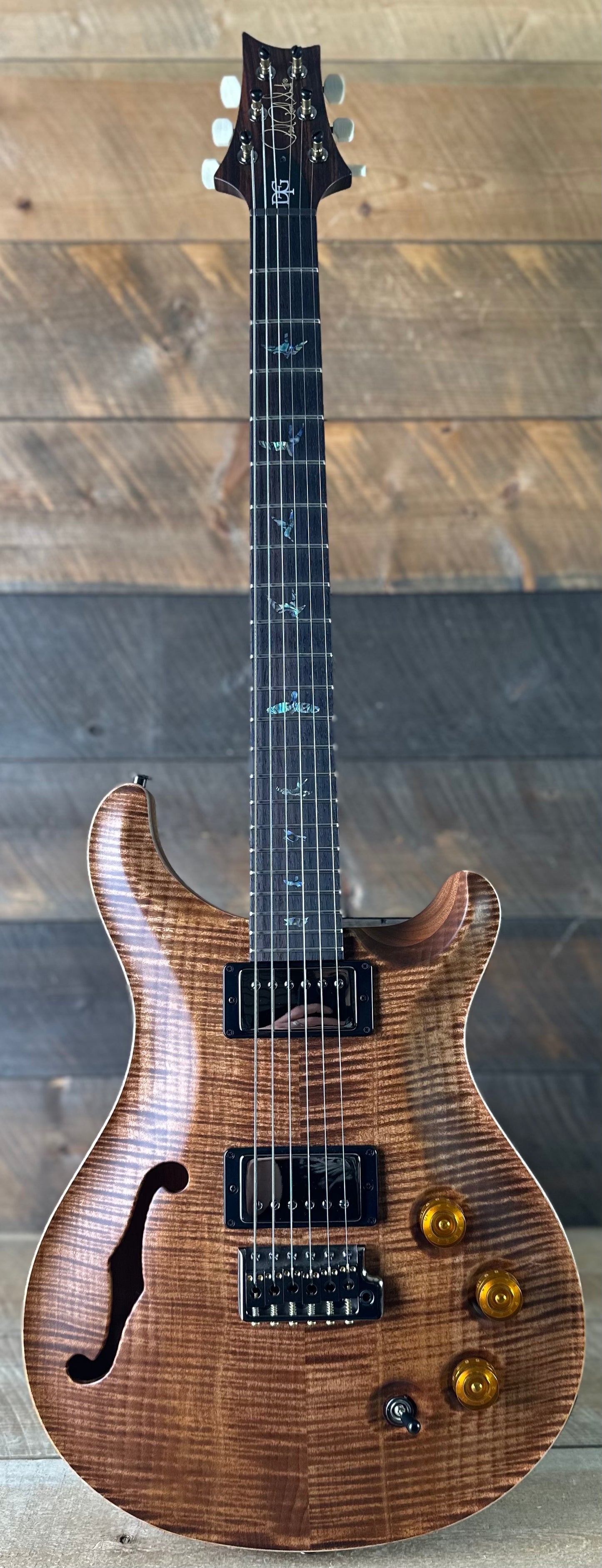PRS Wood Library DGT Semi-Hollow David Grissom Signature Rosewood Neck! Flamed Maple 10-Top Smoked Black Hardware - Copperhead 418148