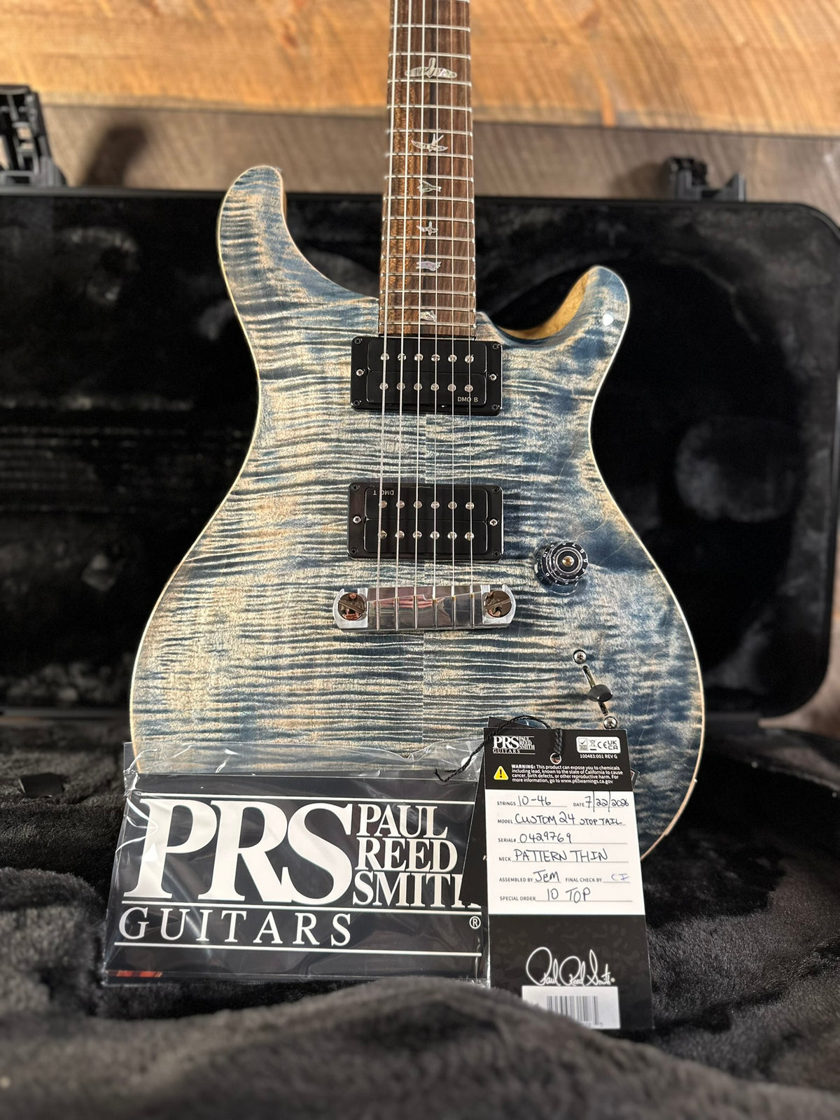 PRS Wood Library Custom 24 Stoptail Limited Edition - Faded Whale Blue (Natural Back) 429769