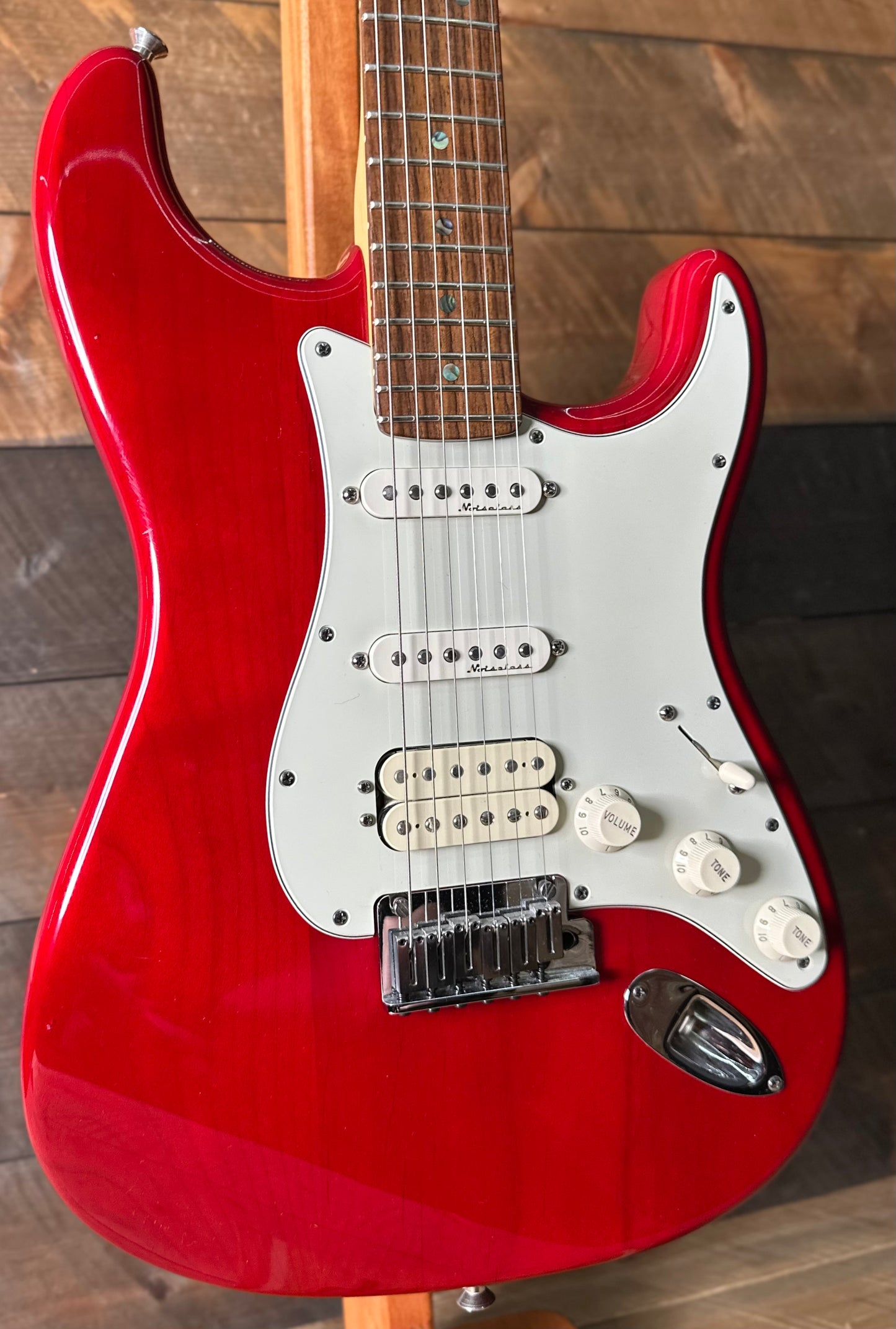 Used 2000 Fender American Deluxe Stratocaster - Transparent Red