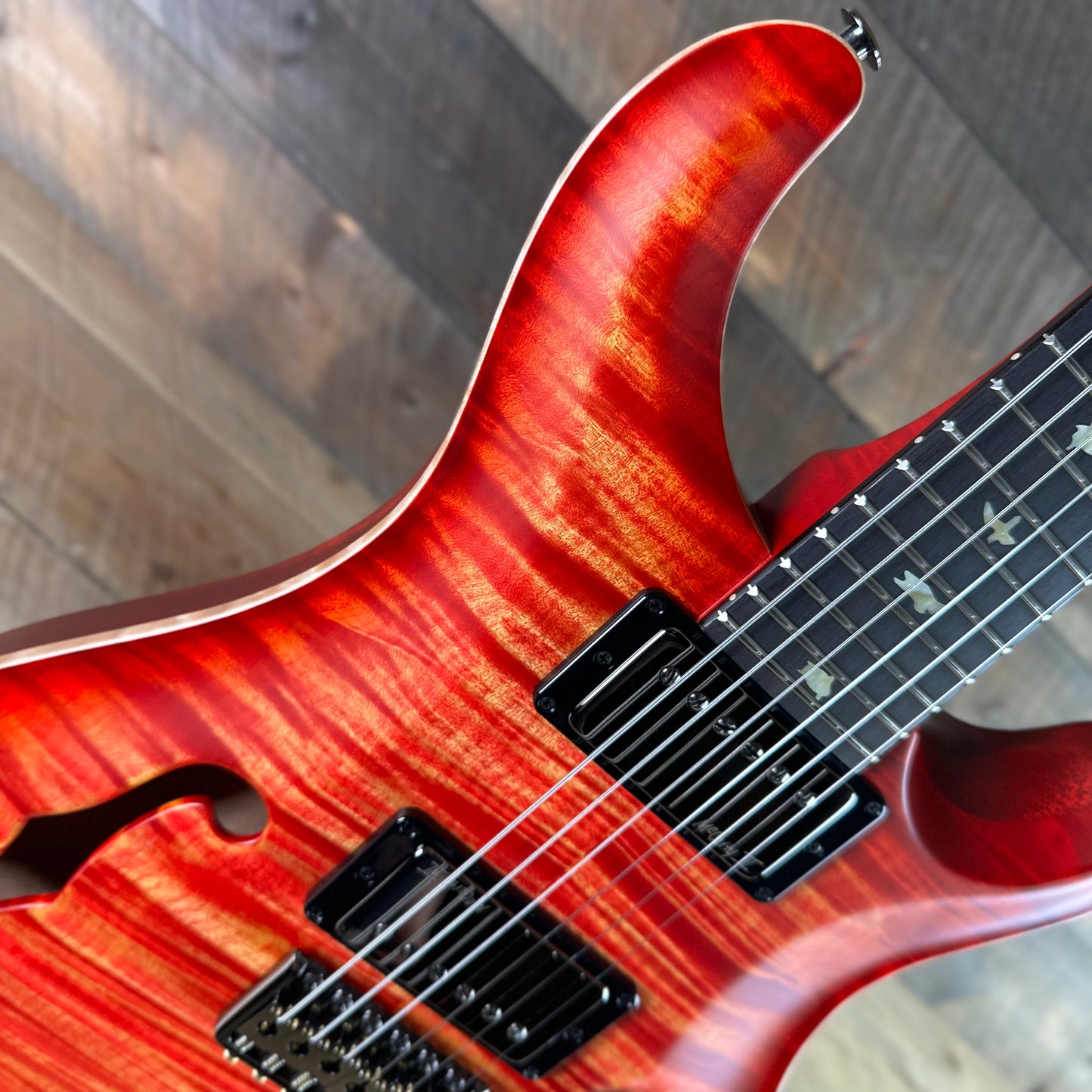 PRS Wood Library Custom 24 Fatback Semi-Hollow! - Blood Orange 425091