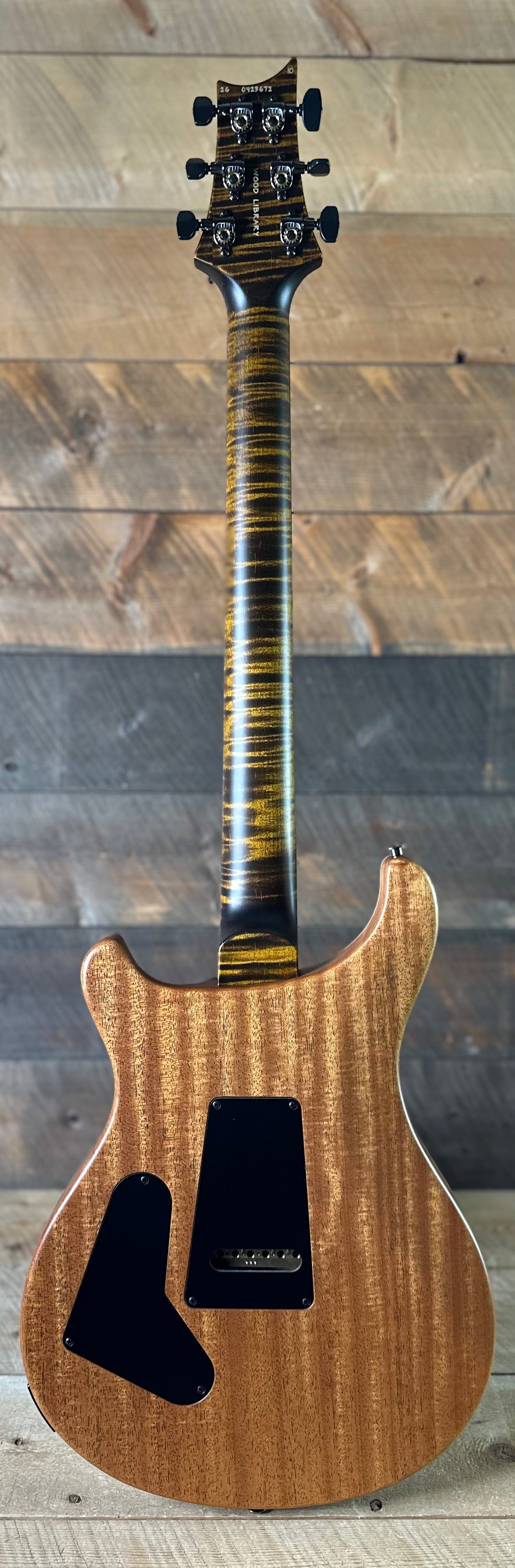 PRS Wood Library Custom 24 Fatback Semi-Hollow McCarty III Pickups Ebony Fretboard Satin Yellow Tiger Stained Maple Neck 423672
