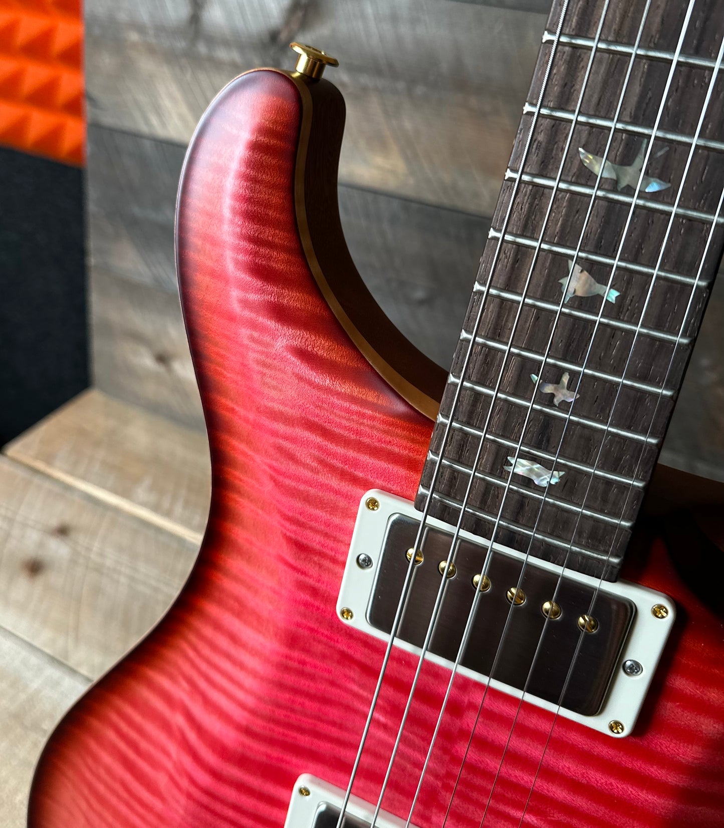 PRS DGT David Grissom Signature Wood Library Flame Maple 10 Top, Brazilian Rosewood FB - RARE! Bonnie Pink Cherry Burst 410959