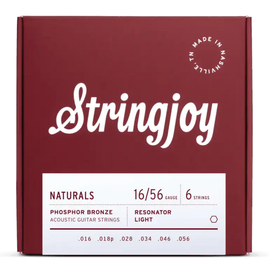Stringjoy 16-56 Resonator Gauge Naturals - Phosphor Bronze Acoustic Guitar Strings