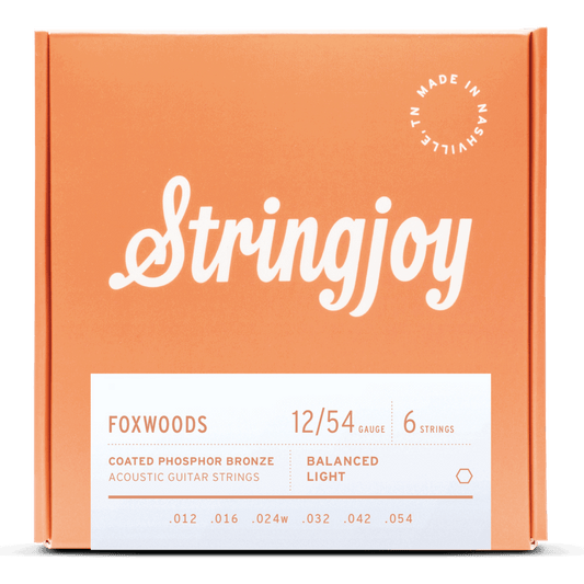 Stringjoy 12-54 Light Gauge Foxwoods - Coated Phosphor Bronze Acoustic Guitar Strings