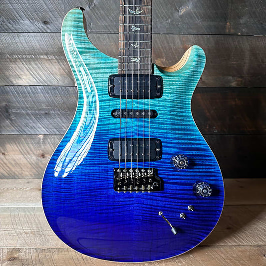 PRS Modern Eagle V Flame Maple 10-Top Swamp Ash Back Stained Maple Neck - Blue Fade 363912